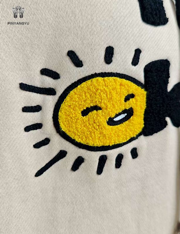 타월 자수 더블 햇 후드 티셔츠