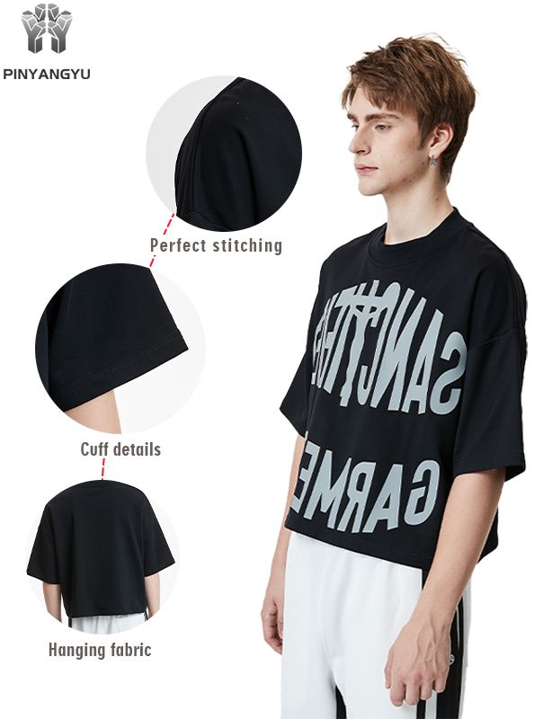 블랙 크롭 탑 - 맞춤형 소프트 코튼 티셔츠