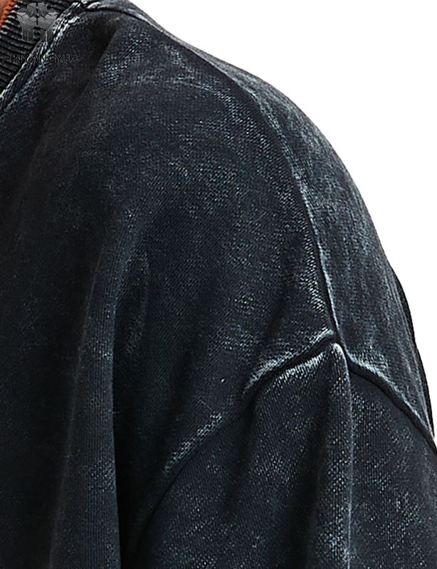 디스트레스드 워시 앤 패치워크 디자인 티셔츠