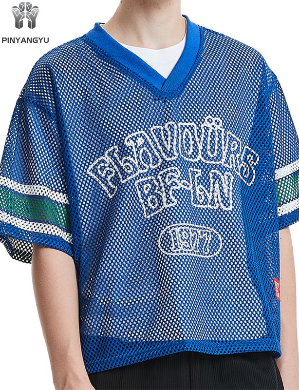 스포츠 및 여름용 통기성이 뛰어난 대형 홀 메시 티셔츠, 맞춤형 매크로 메시 티셔츠
