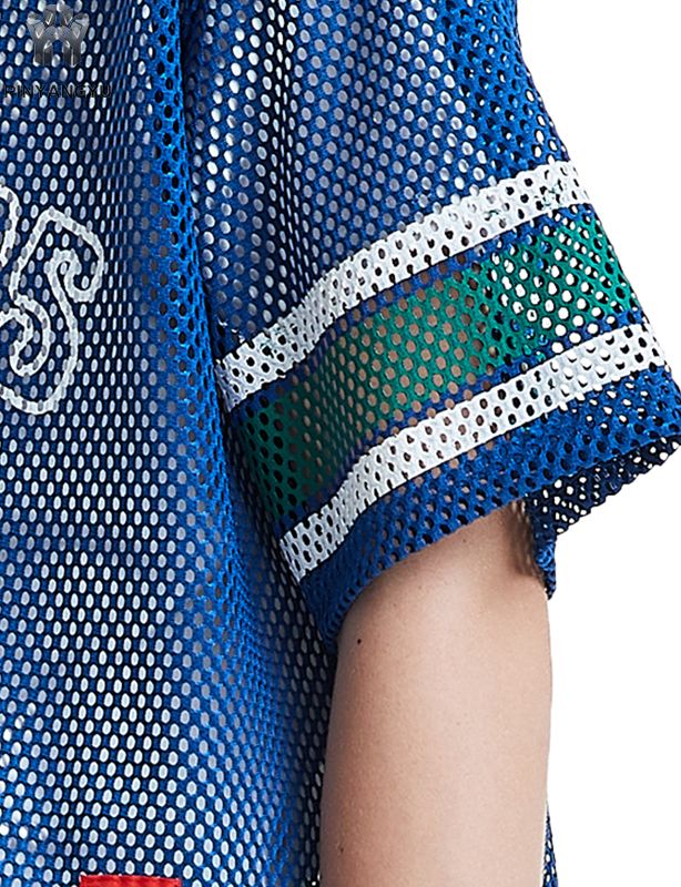 스포츠 및 여름용 통기성이 뛰어난 대형 홀 메시 티셔츠, 맞춤형 매크로 메시 티셔츠