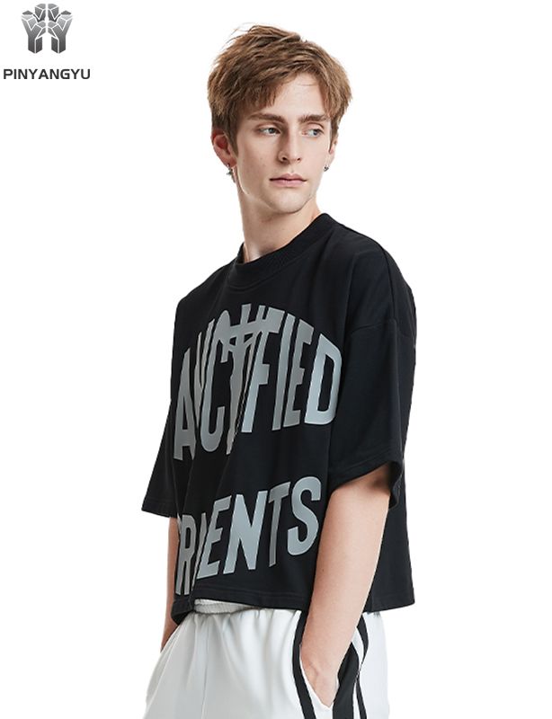 블랙 크롭 탑 - 맞춤형 소프트 코튼 티셔츠